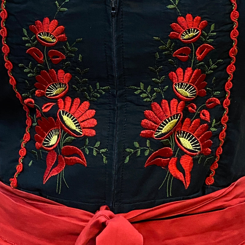 Vintage Dirndl Trachtenkleid Stickerei Gr.36, schwarz