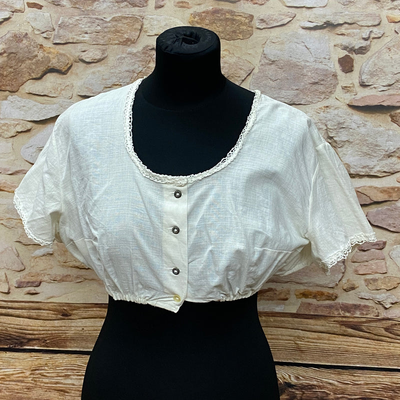 „Vintage Dirndlbluse Damen Off-White Größe 38 Vorderansicht Trachtenbluse“