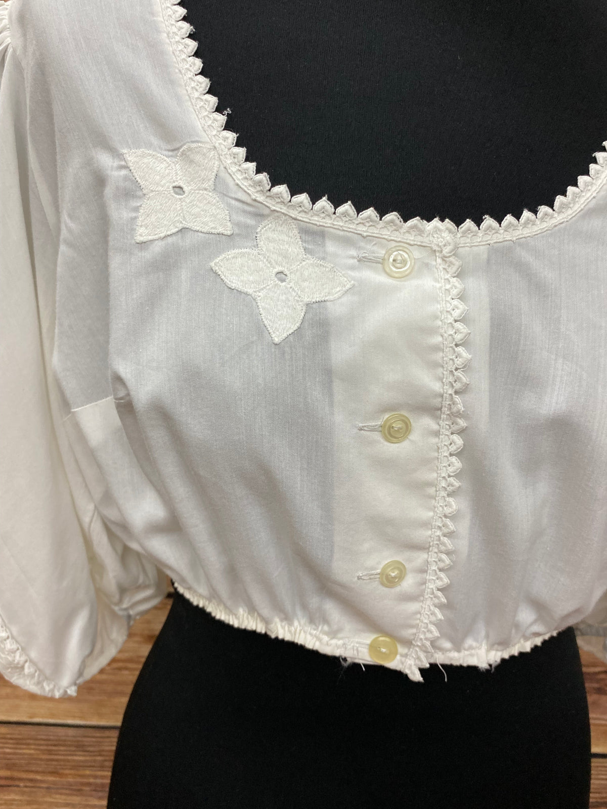 Vintage Dirndlbluse, kurze Bluse für Dirndl, ca.Gr.46