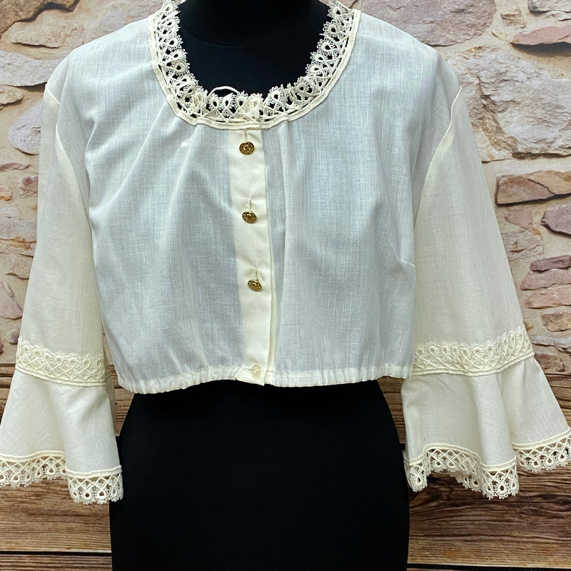 Vintage Dirndlbluse Gr.48 aus den 70er Jahren, cremefarbend