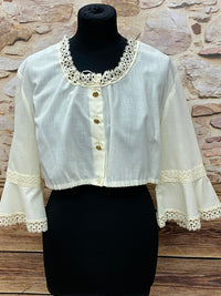 Vintage Dirndlbluse Gr.48 aus den 70er Jahren, cremefarbend