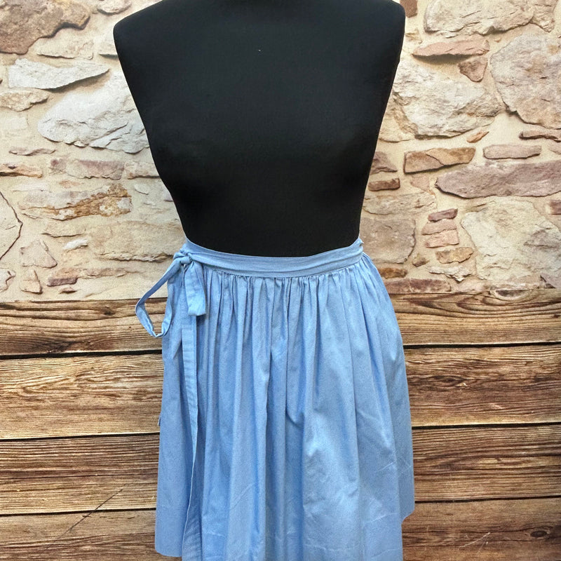 „Vintage Dirndlschürze hellblau kurz Trachten Schürze Damen Baumwolle“