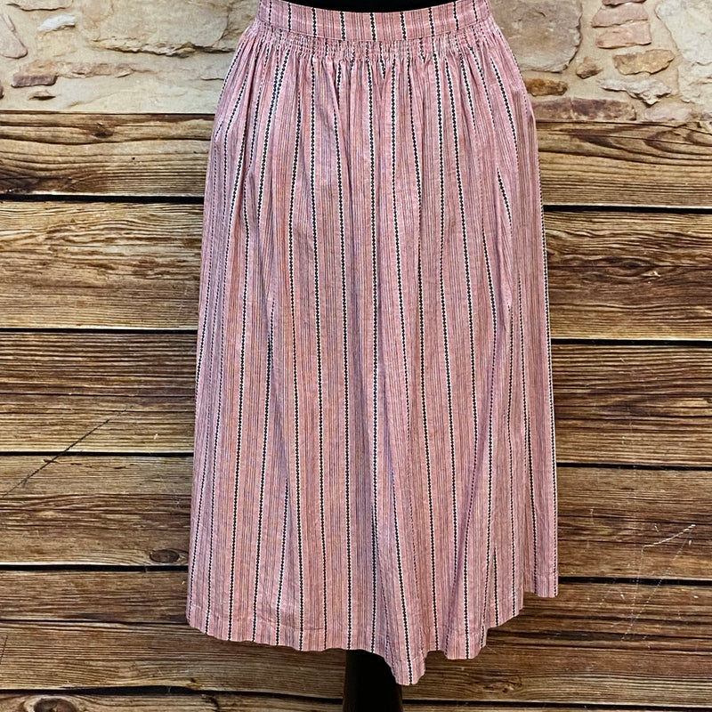 „Vintage Dirndlschürze rosa gestreift aus Baumwolle mit traditionellem Muster“