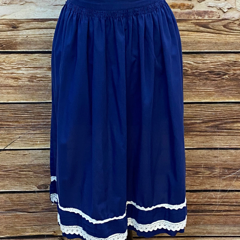Mittellange, blaue Dirndlschürze 69 cm