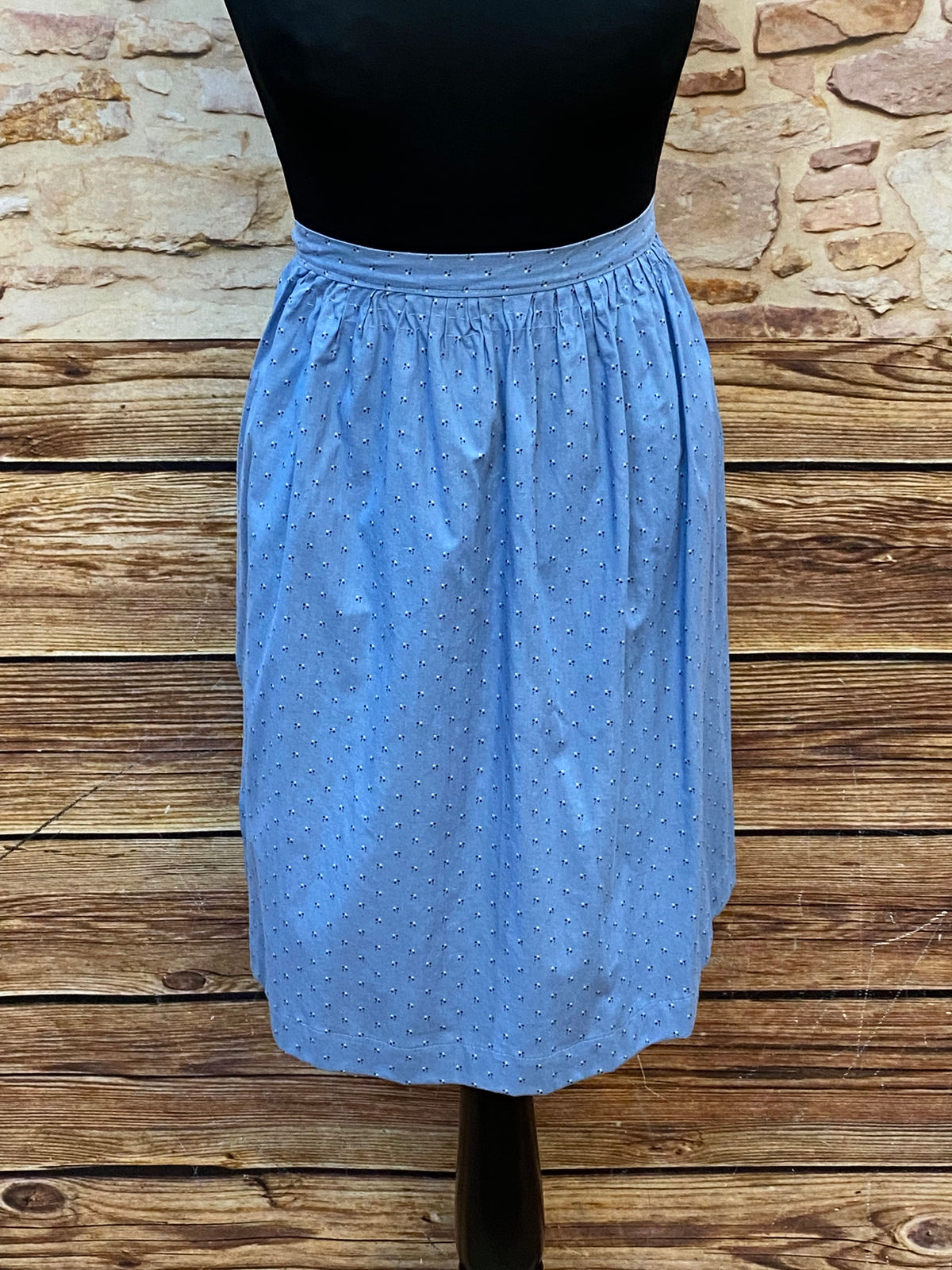 Mittellange Schürze für Dirndl, hellblau 75 cm