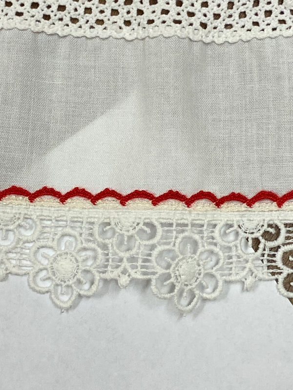 Vintage Dirndlschürze weiß mit rot 59 cm, Gr.34