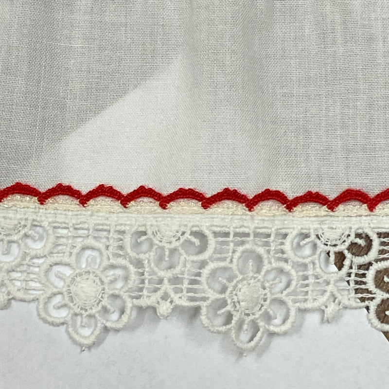 Vintage Dirndlschürze weiß mit rot 59 cm, Gr.34