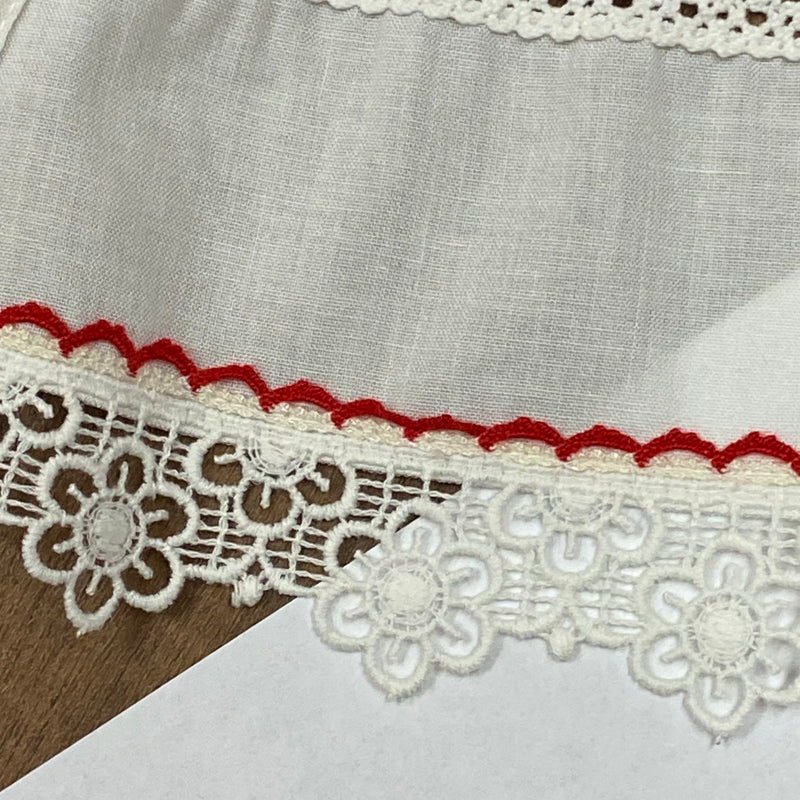 Vintage Dirndlschürze weiß mit rot 59 cm, Gr.34