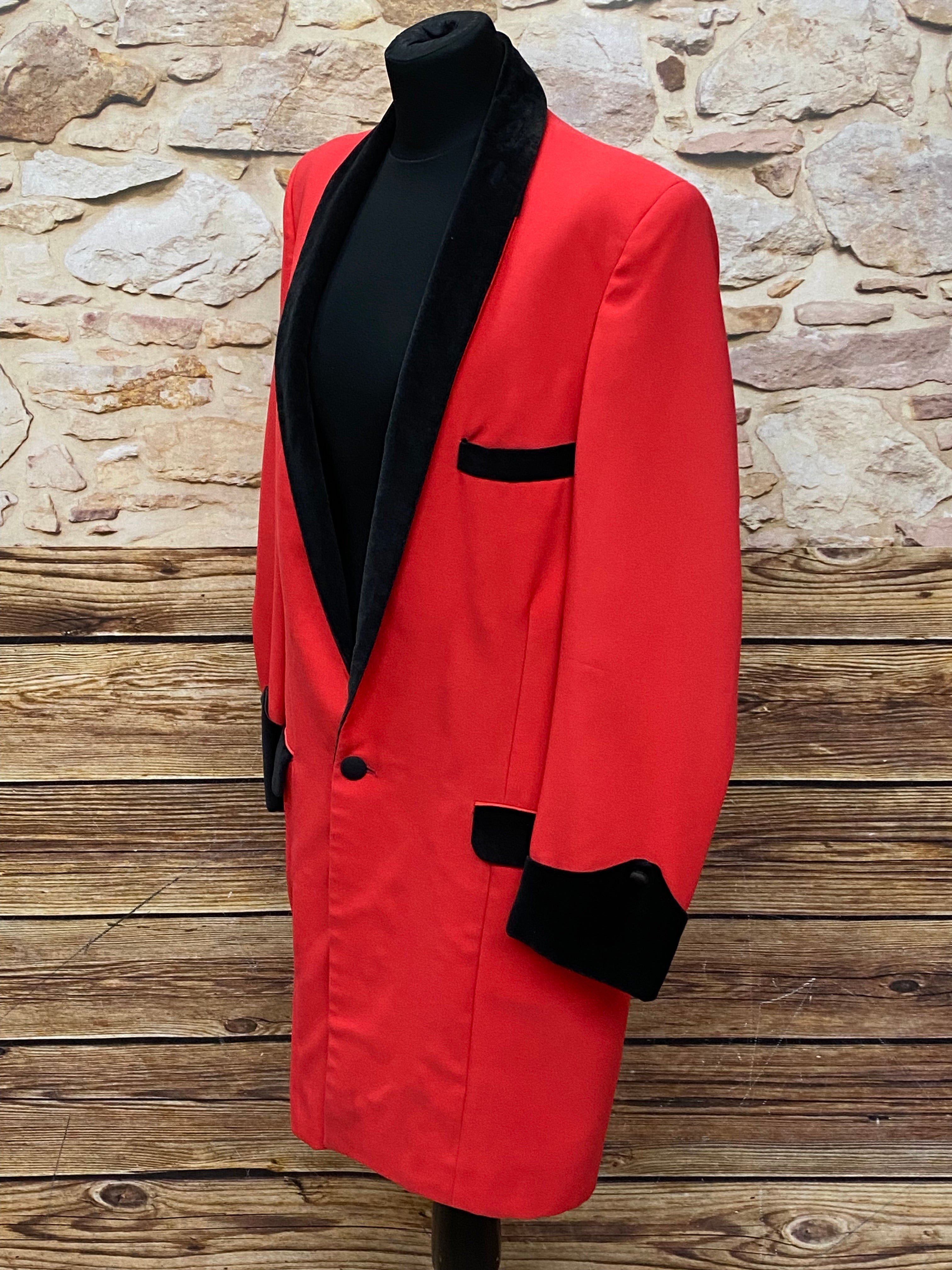 Teddyboy Jacket, Rockabilly 50er Jahre, Long Jackett Gr.48, rot/schwarz