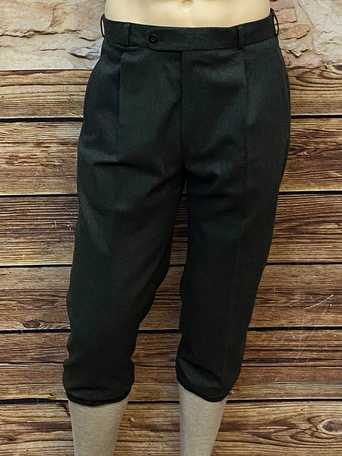 Dunkelgrüne Knickerbockerhose Größe 50 aus 100 % Schurwolle, Bundfalten, elastische Beinabschlüsse, sehr guter Vintage-Zustand, 20er-Jahre Golferlook.