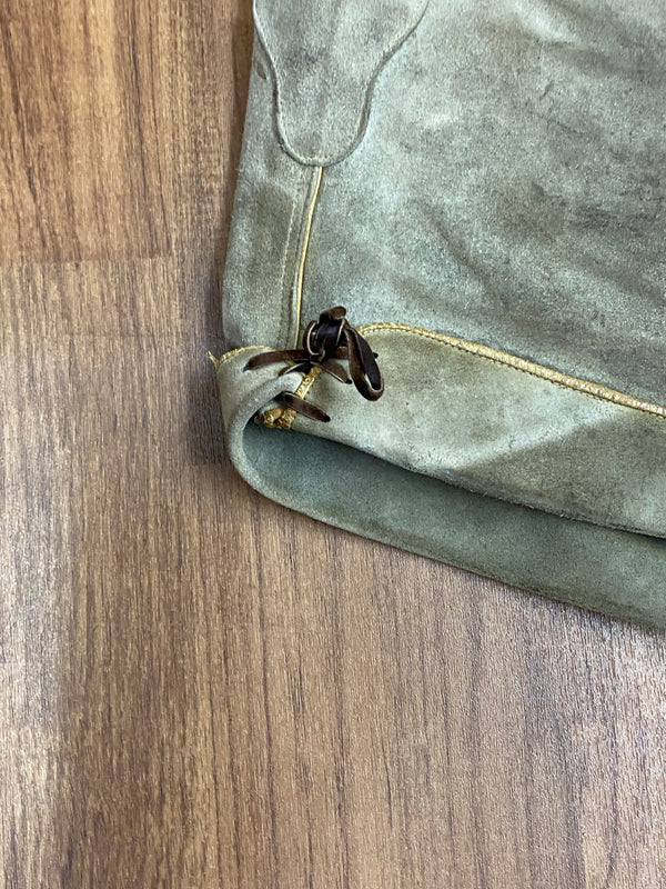 Kurze Trachten Lederhose Pfadfinder Vintage mit braunen Eichenlaub  Gr.54