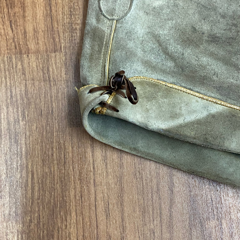 Kurze Trachten Lederhose Pfadfinder Vintage mit braunen Eichenlaub  Gr.54