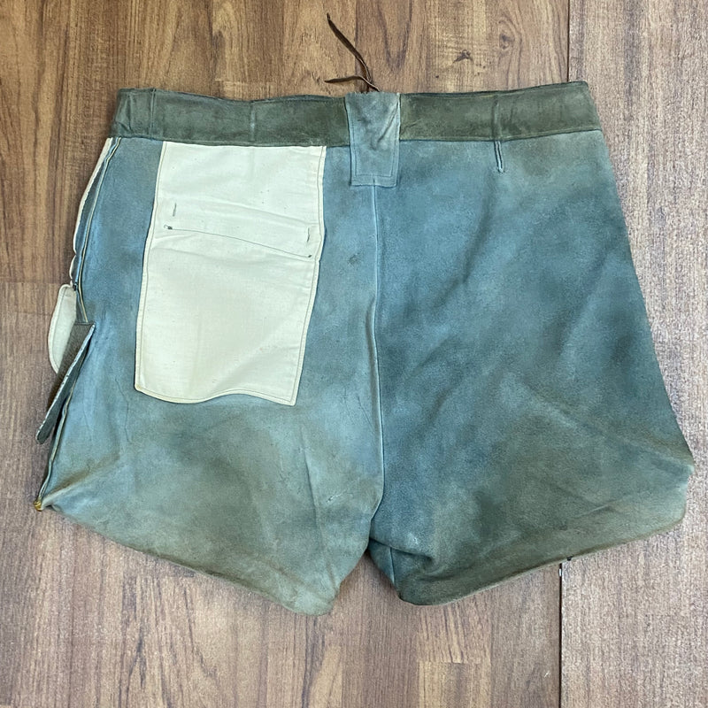 Kurze Trachten Lederhose Pfadfinder Vintage mit braunen Eichenlaub  Gr.54