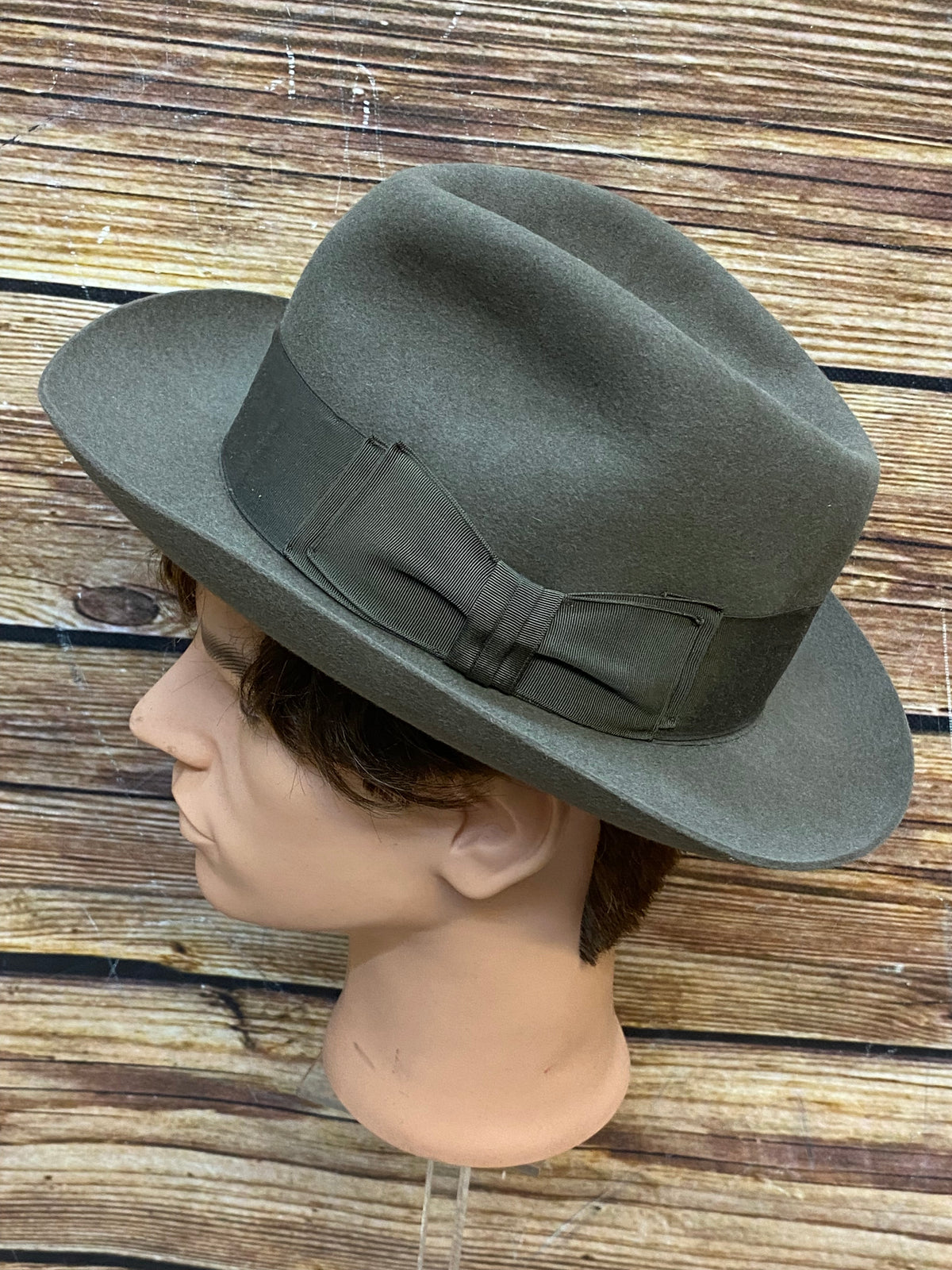 Fedora Vintage Herren Hut Stanton Gr.58 olivegrün