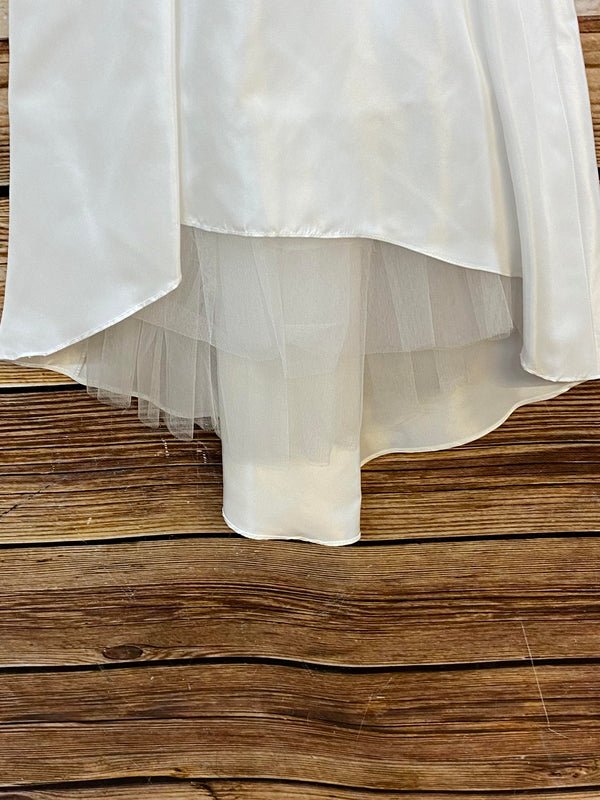 Kommunionkleid Mädchen Gr. 128 Weiß – Vokuhila mit Bolero & Tüll