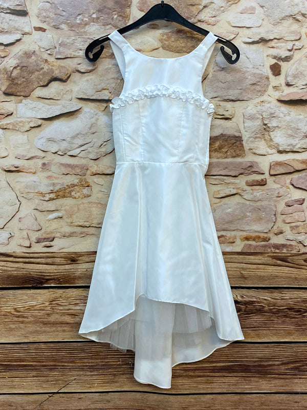 Kommunionkleid Mädchen Gr. 128 Weiß – Vokuhila mit Bolero & Tüll
