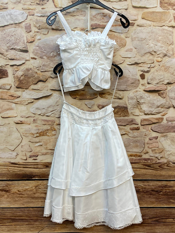 Kommunionkleid Set 2-teilig mit Rock und Oberteil – weiß Gr. 128, Ansicht 2