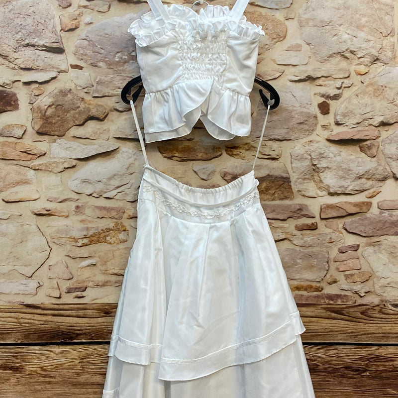 Kommunionkleid Set 2-teilig mit Rock und Oberteil – weiß Gr. 128, Ansicht 2