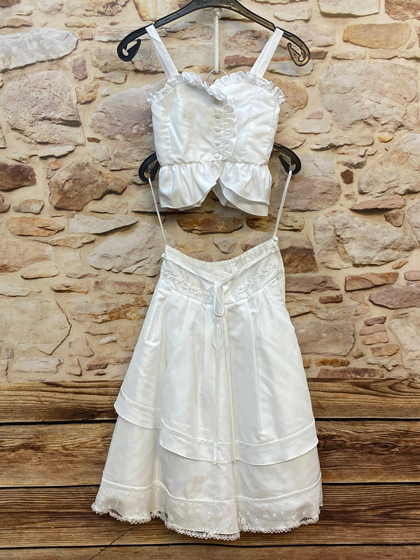 Kommunionkleid Set 2-teilig mit Rock und Oberteil – weiß Gr. 128, Ansicht 3