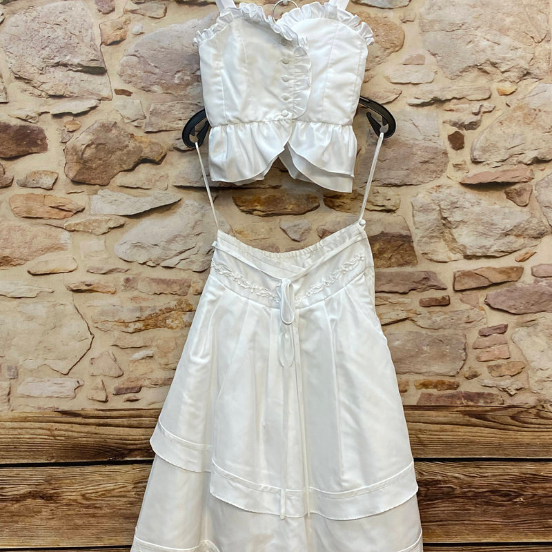 Kommunionkleid Set 2-teilig mit Rock und Oberteil – weiß Gr. 128, Ansicht 3