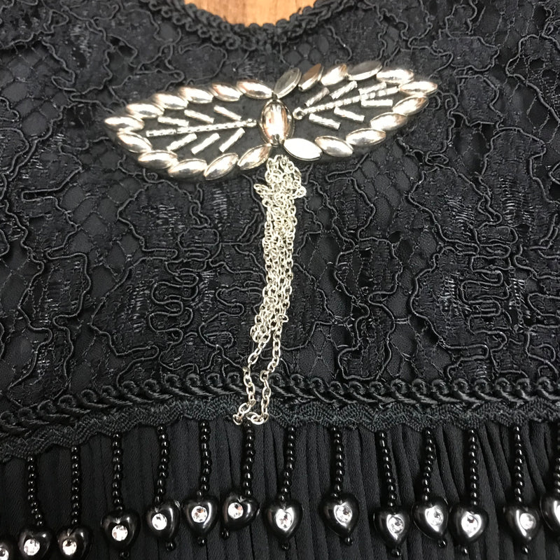 Hochwertiges Flapperkleid 20er Jahre Mode, Charlestonkleid Gr.34 schwarz