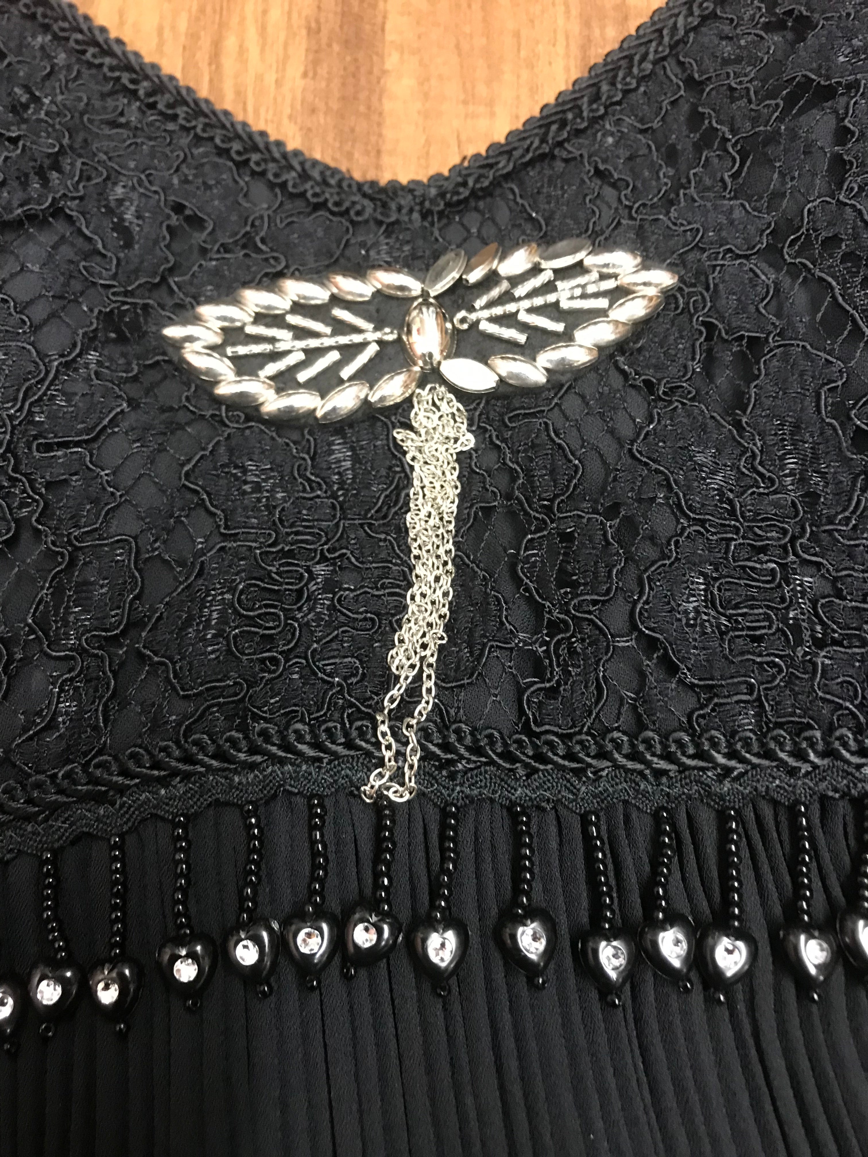 Hochwertiges Flapperkleid 20er Jahre Mode, Charlestonkleid Gr.34 schwarz