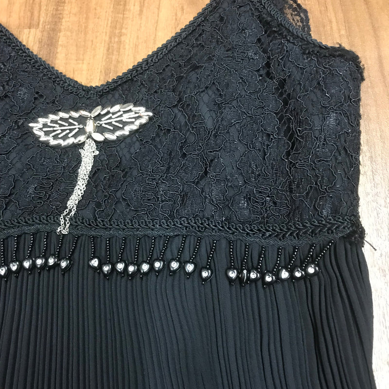 Hochwertiges Flapperkleid 20er Jahre Mode, Charlestonkleid Gr.34 schwarz