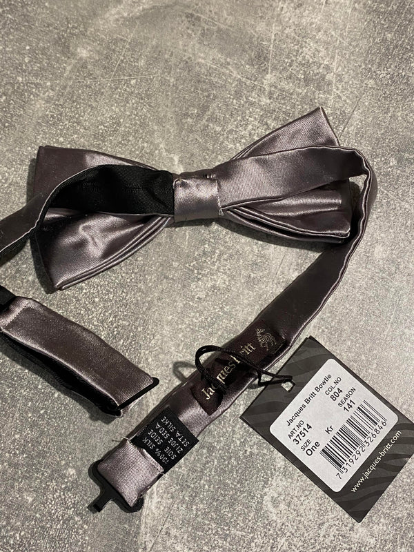 Jacques Britt – Elegante Satin-Fliege in Grau (verstellbar, neu)