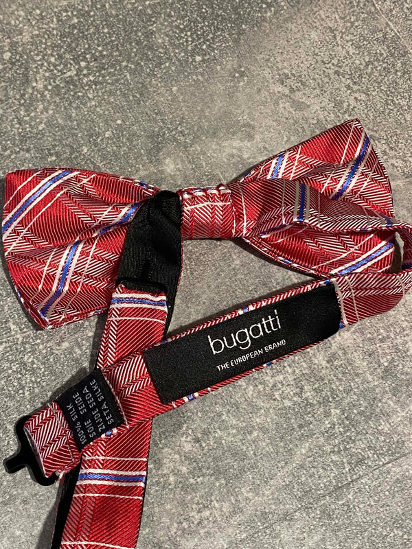 Bugatti Fliege rot gemustert – elegante Premium-Seidenfliege im modernen Karodesign