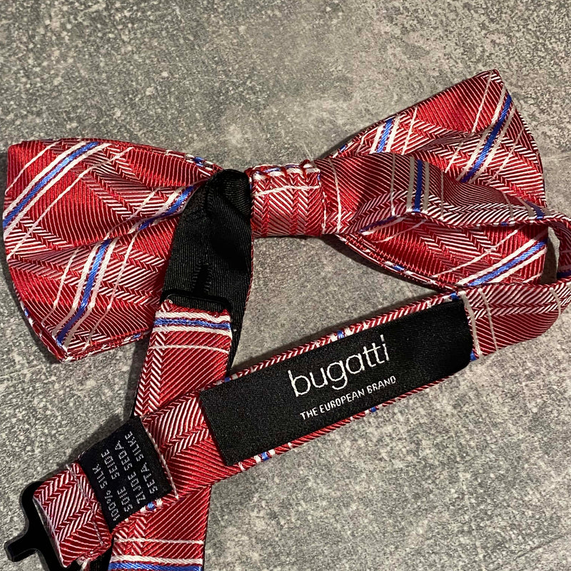 Bugatti Fliege rot gemustert – elegante Premium-Seidenfliege im modernen Karodesign
