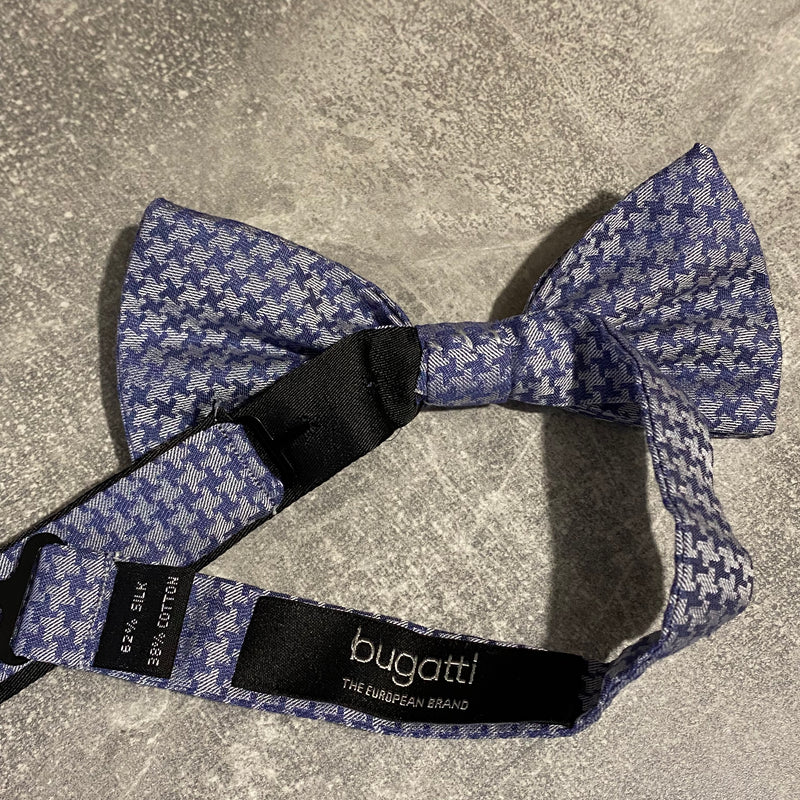 Bugatti Herrenfliege Blau Grau Hahnentritt – Elegante Vintage-Optik