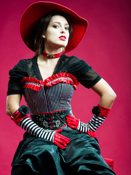 Weitere Ansicht von Steampunk Damenkostüm Gr. 34 in Schwarz-Rot