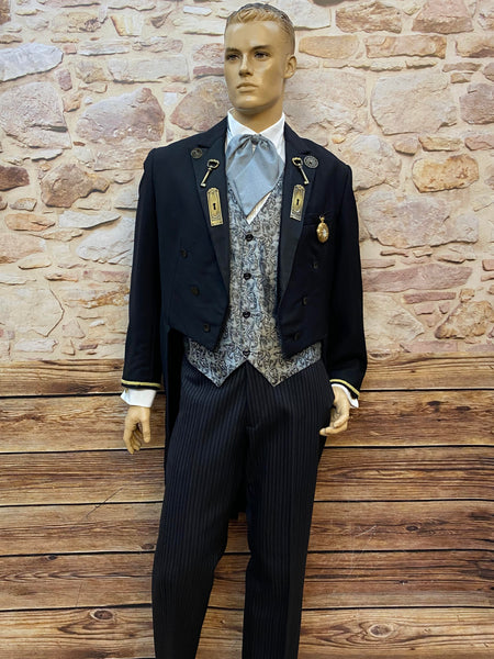 „Steampunk Vintage Frack Outfit Herren Größe 52 mit Weste Schleife und handveredelten Details“