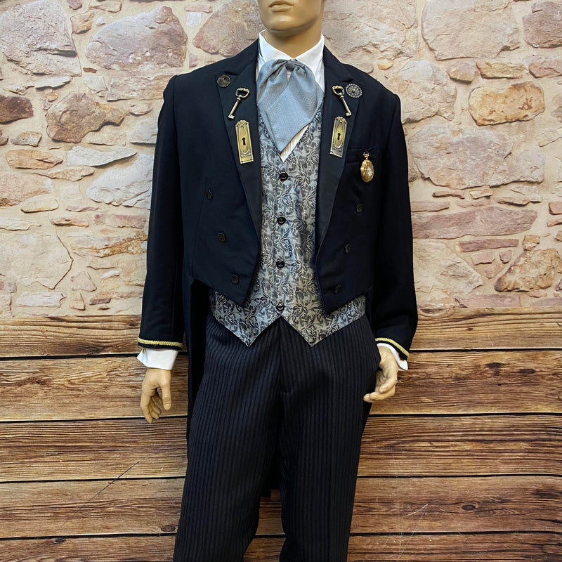 „Steampunk Vintage Frack Outfit Herren Größe 52 mit Weste Schleife und handveredelten Details“