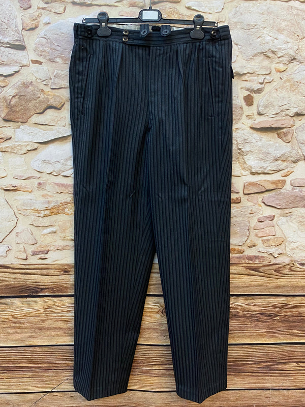 Vintage Stresemann Vintage Herren-Hose Bundweite 85 cm, Gr.48, schwarz gestreift