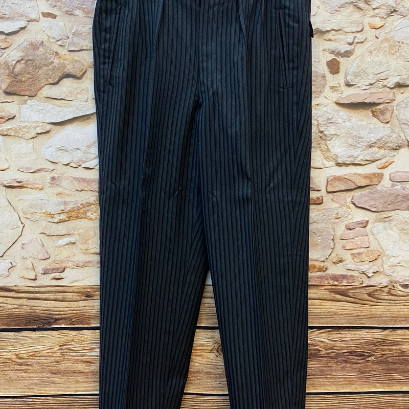 Vintage Stresemann Vintage Herren-Hose Bundweite 85 cm, Gr.48, schwarz gestreift