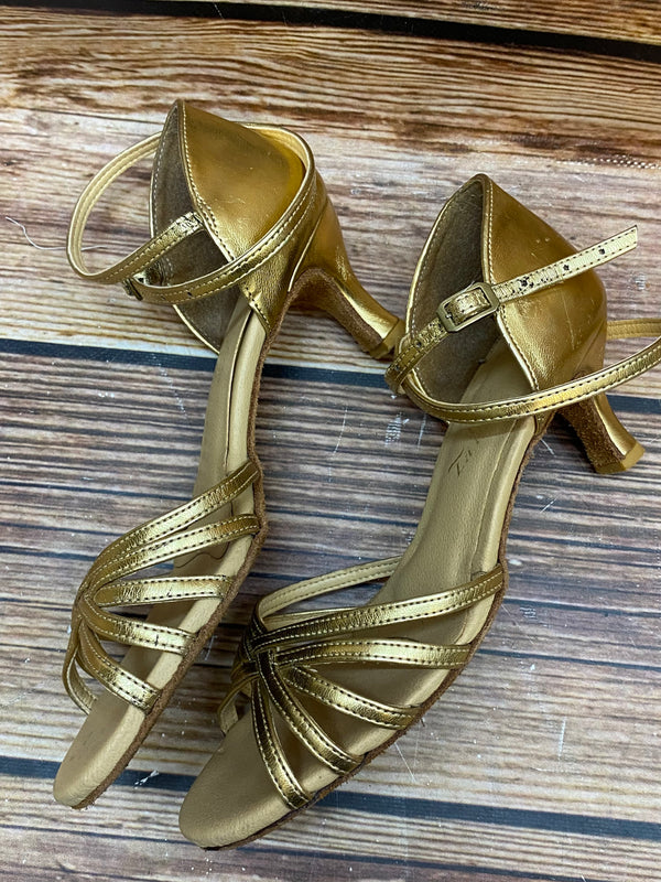 „Elegante goldene Riemchen Tanzschuhe Damen Gr. 38 Retro Look“
