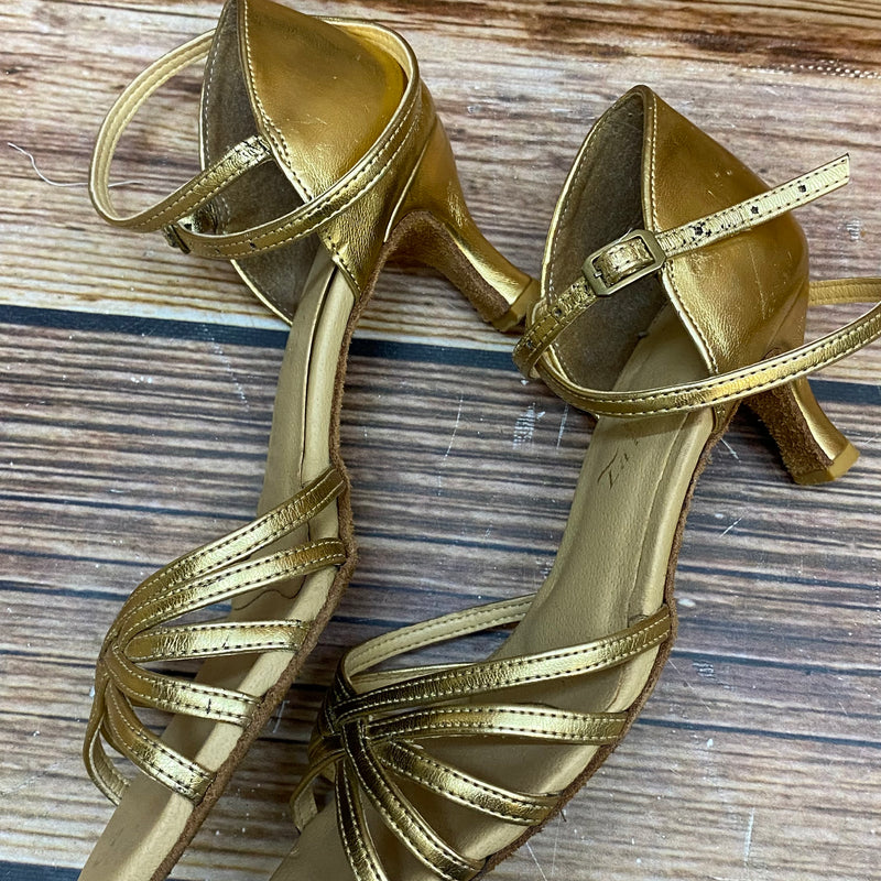 „Elegante goldene Riemchen Tanzschuhe Damen Gr. 38 Retro Look“