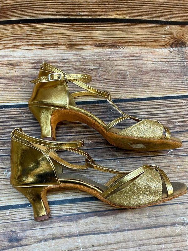 „Elegante goldene Riemchen Heels Tanzschuhe Damen Größe 39“