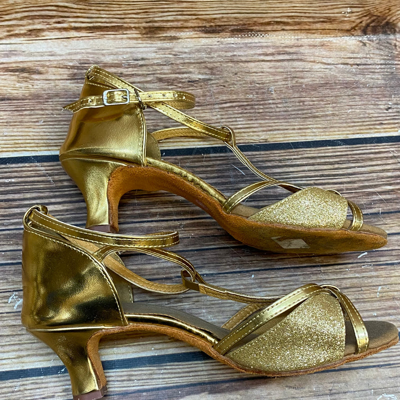 „Elegante goldene Riemchen Heels Tanzschuhe Damen Größe 39“