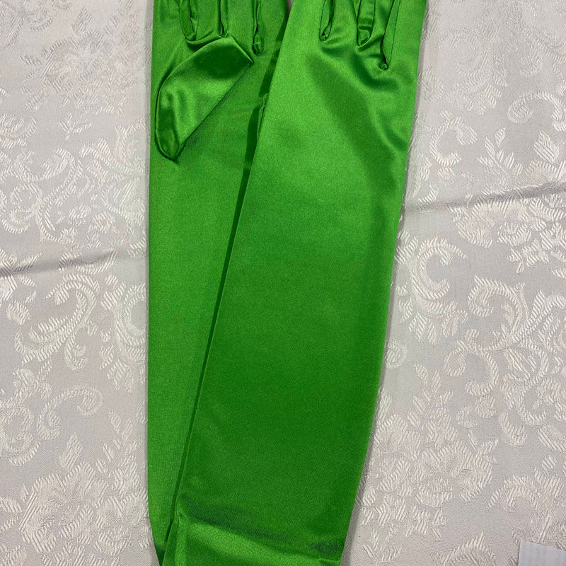 „Grüne lange Charleston Handschuhe im Satin-Look für 20er-Jahre-Outfits und Gatsby-Partys“