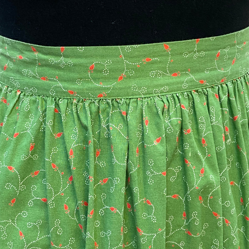 Grüne lange Dirndlschürze Trachtenschürze 89 cm Vintage Gr.44