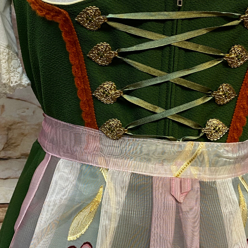 Vintage Dirndl mit Bluse und Schürze Gr.42 in grün