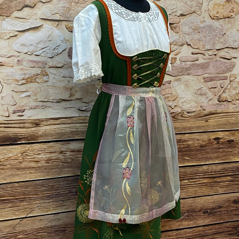 Vintage Dirndl mit Bluse und Schürze Gr.42 in grün
