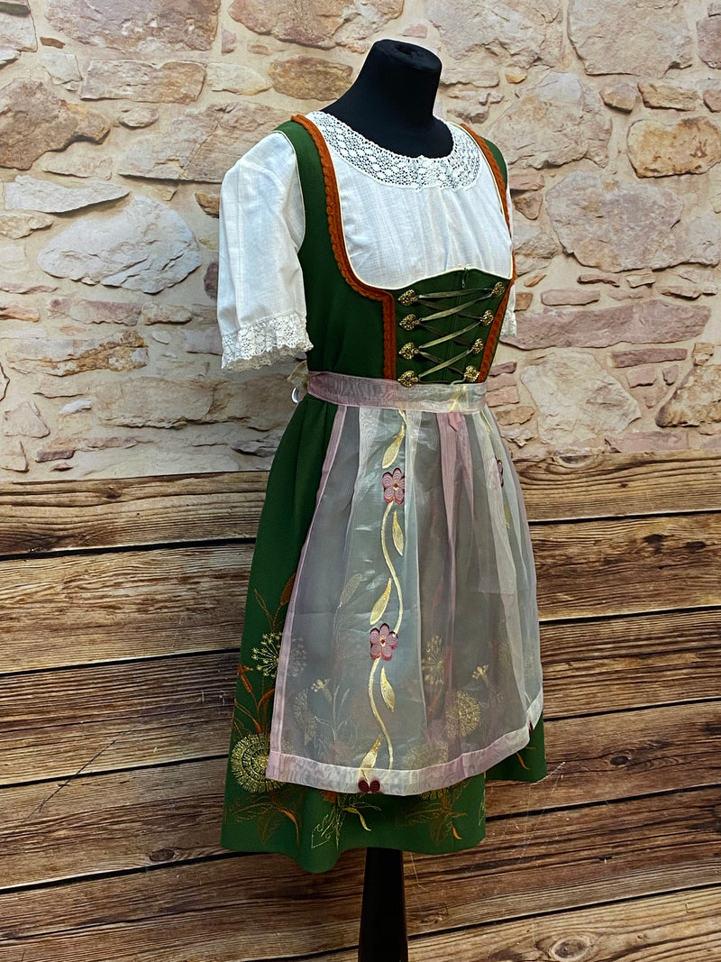 Vintage Dirndl mit Bluse und Schürze Gr.42 in grün