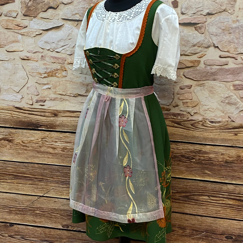 Vintage Dirndl mit Bluse und Schürze Gr.42 in grün