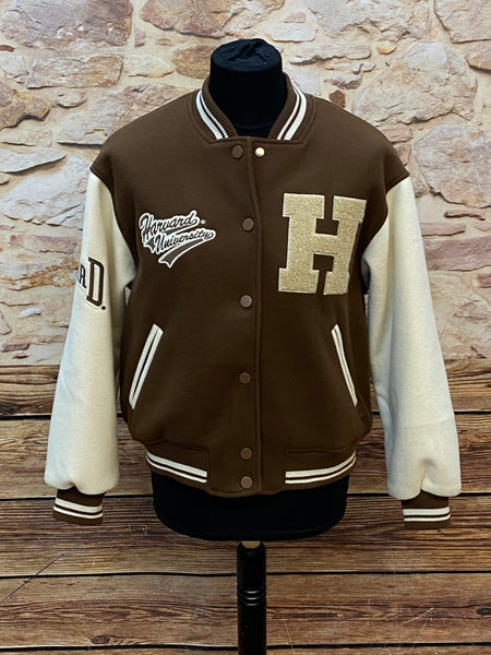„Harvard College Jacke braun creme Frontansicht“