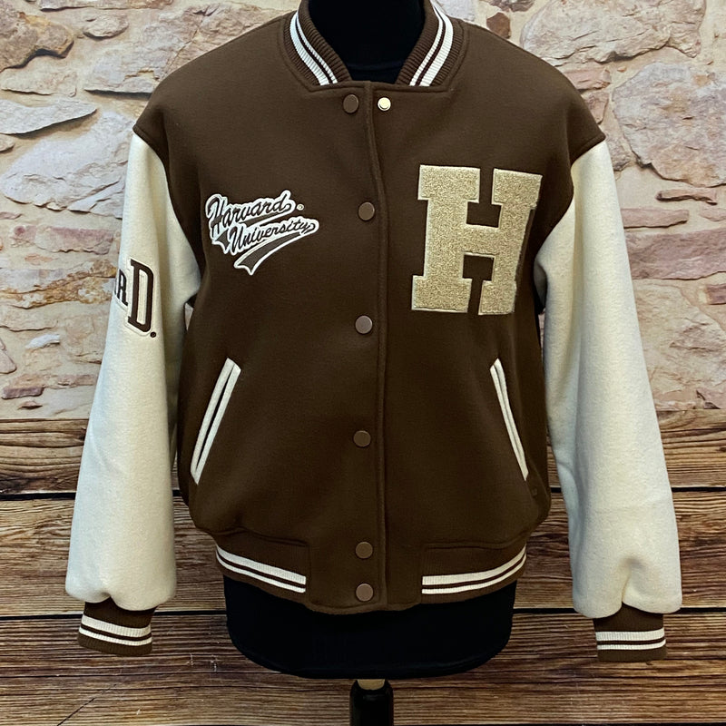 „Harvard College Jacke braun creme Frontansicht“