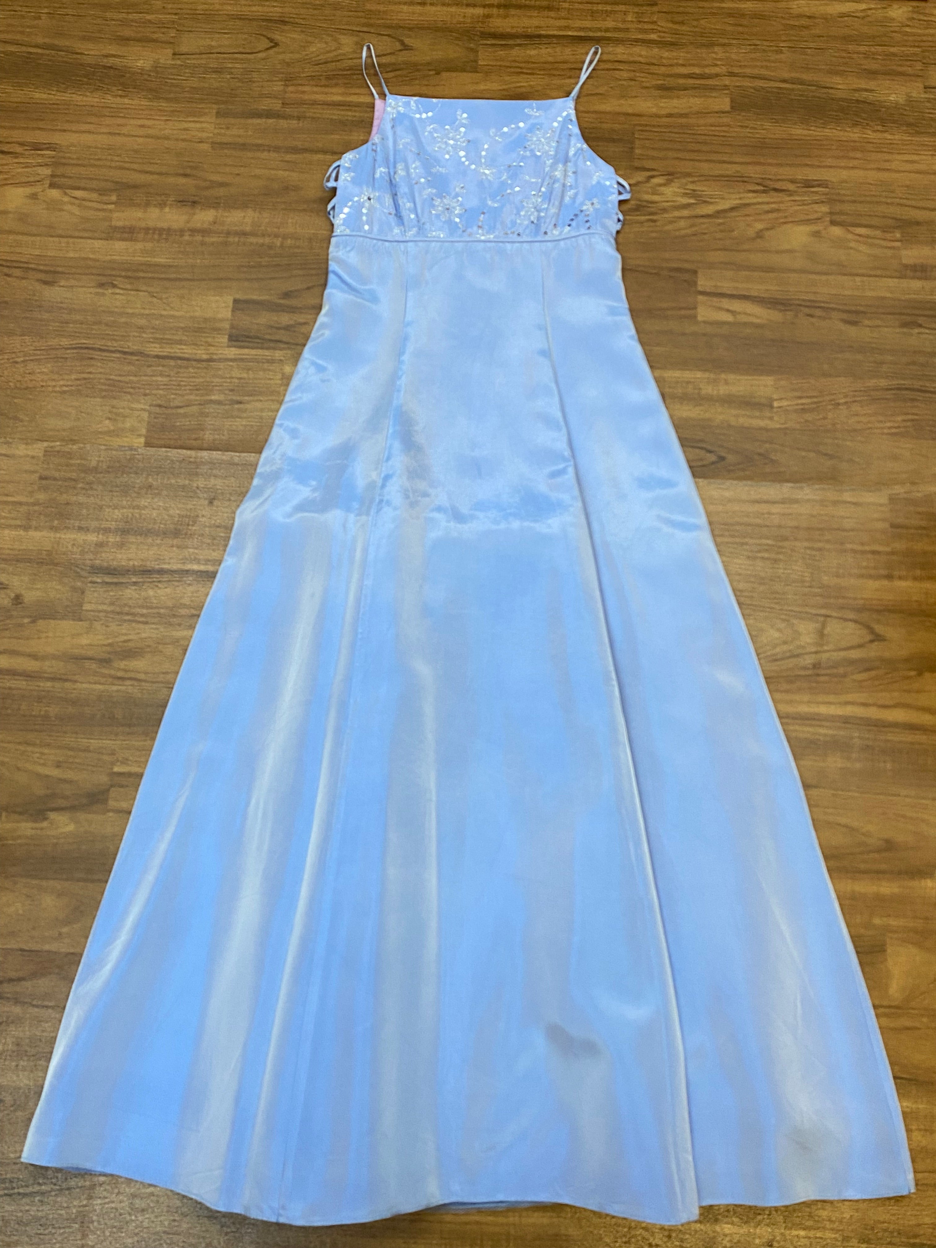 Langes Abendkleid Hellblau Gr.36 Morgan and Co Abschlussballkleid Vintage 90er Jahre