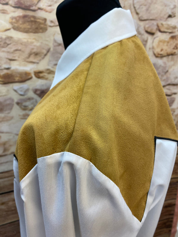 Vintage Westernhemd – XL – Weiß & Camel – Suede-Look – Ranger’s (Made in Mexico)